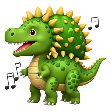 cartoon stegosaurus with music notes funny face sticker