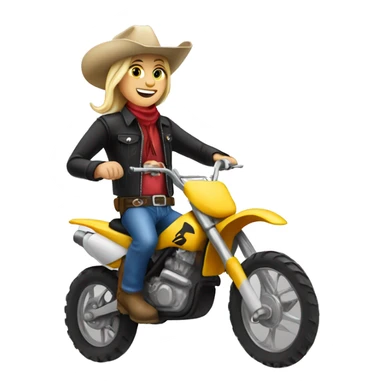 a blonde cowboy on a dirtbike sticker