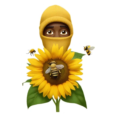 tyler the creator with a bee covering his face and a couple sunflowers in the background  sticker