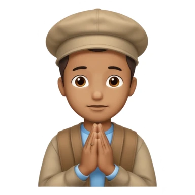 A BROWN MOTIVATIONAL GUY WITH A CAP ON WITH PRAYING HANDS sticker