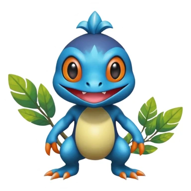 Elemental shimmering lucky charming smiling cute Croagunk-Dragalge-Hawlucha-Pokémon-Fakémon-hybrid-creature sticker