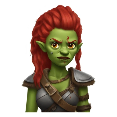 Berserker orc woman with red beard & red mohican sticker