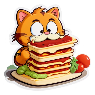 Garfield eating lasagna  sticker