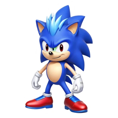 Sonic the Hedgehog with blue spiky hair, red shoes, confident pose sticker