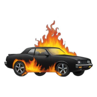 burning black car sticker