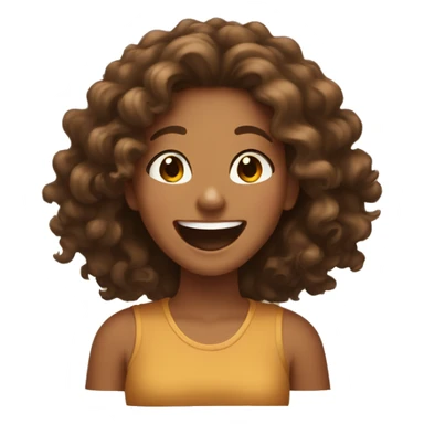 Tan Girl with brown curly hair laughing  sticker