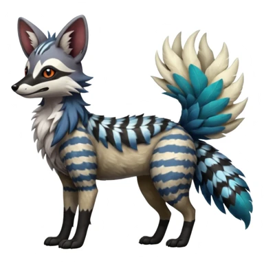 Colorful Silvally-Aardwolf-Nargacuga-Trico-Genet-fusion-animal-hybrid-creature, full body sticker