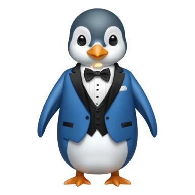 A blue penguin in a tuxedo sticker