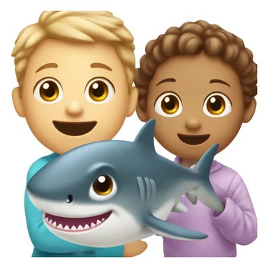 Baby shark with little kids sticker