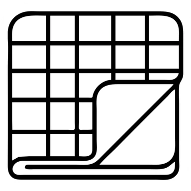 folded blanket with light pink and white plaid pattern, minimal outline sticker