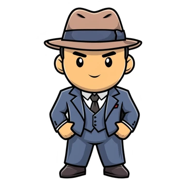 gangster character wearing a fedora and suit, confident pose sticker