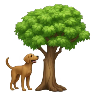 un arbol con un perro abajo sticker
