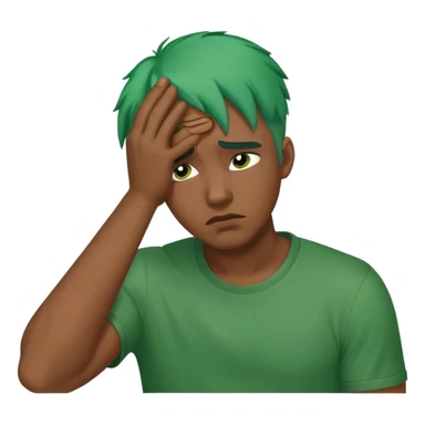 black guy with green hair doing a facepalm sticker