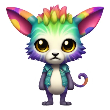 a colorful edgy cute kawaii vernid-fionbri with splash patterns full body sticker