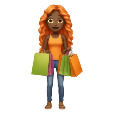 Tan girl with long orange hair holding shopping bags sticker