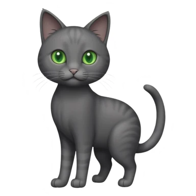 full body gorgeous solid dark grey cat with green eyes, white paws and white whiskers walking sticker