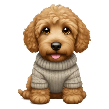 Little brown golden doodle puppy wearing a sweater sticker