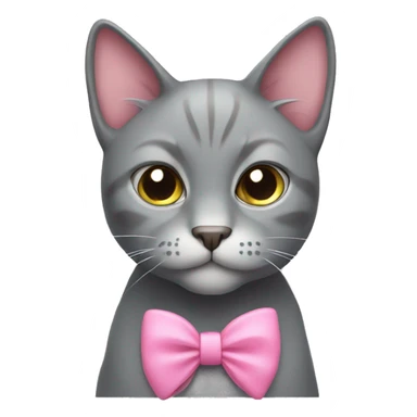 gray cat with pink bow sticker