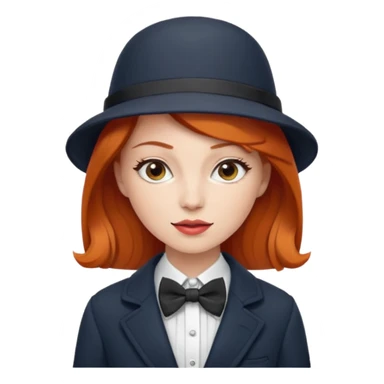 Bow Ties, Coats, and hat, lady, modern, red head. sticker