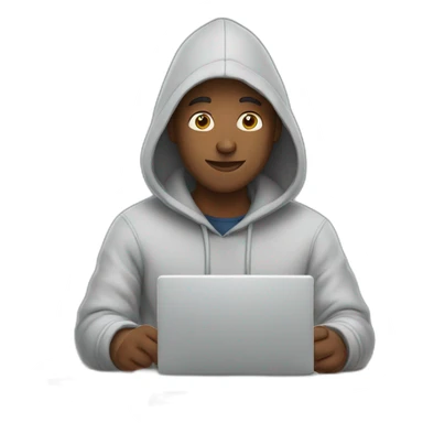 Man wearing a hoodie and typing on laptop sticker