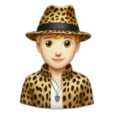 white boy in leopard and magic hat sticker