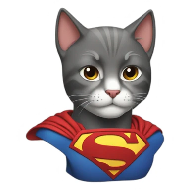 Crea un emoji que combine a un gato con Superman sticker
