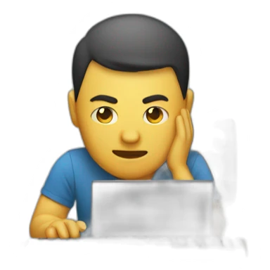 developer banging head against keyboard sticker