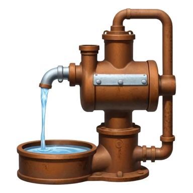 Ghibli style water pump with water pouring out of it sticker