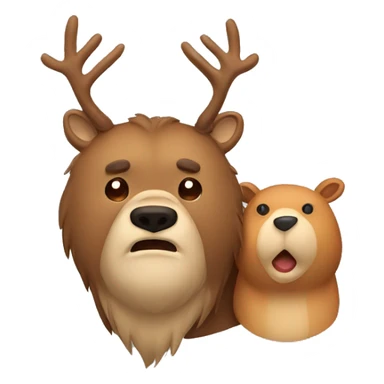a bear and a deer, no antlers sticker
