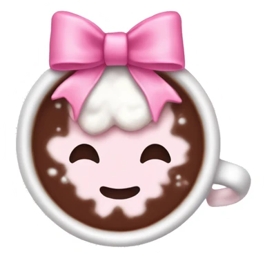 Cute aesthetic winter hot chocolate pink bow sticker