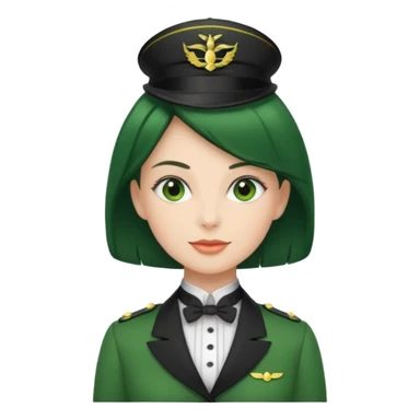 Lady butler with tigh hair and green uniform sticker