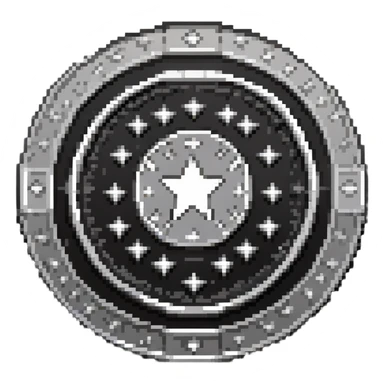 silver coin with stars circling around it sticker