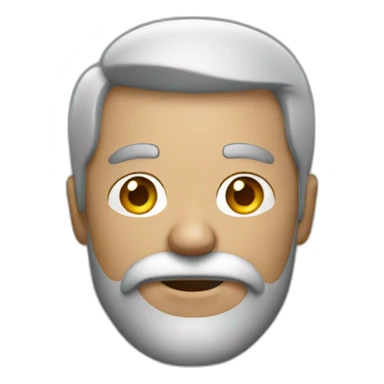 man without air working on a mac with white beard sticker