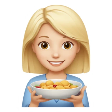 generate an emoji a blond girl holding a dish  sticker