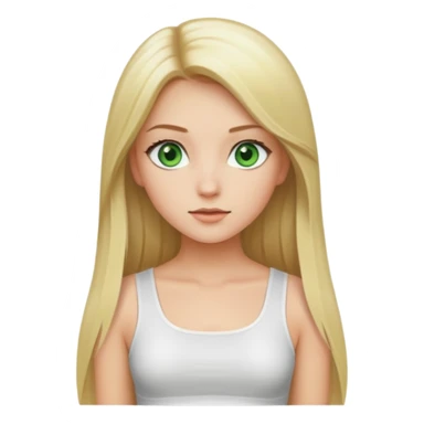 Pretty girl with long straight blonde hair, green eyes and white crop top sticker