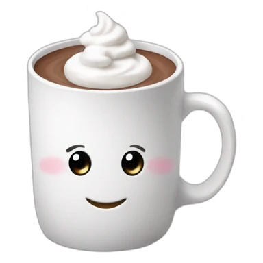 white mug of hot chocolate with marshmallows and whipped cream sticker