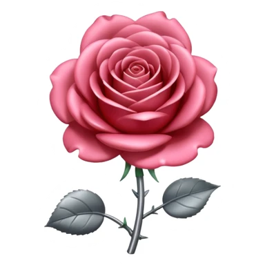 gray metal chrome rose, without green leaves, just flower sticker