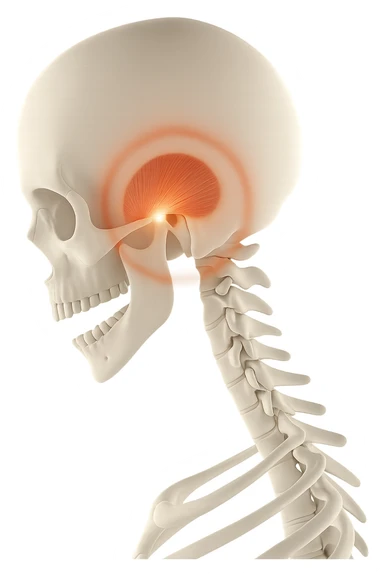 focus su muscolo temporale illuminato con un cerchio sticker