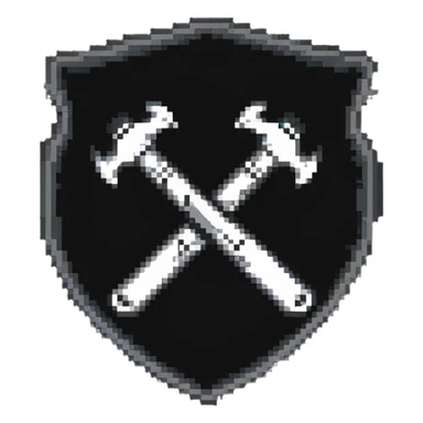 Shield with wrench and ban hammer crossed, classic moderator emblem sticker