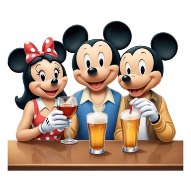 Minnie Mickey and Pluto drinking at a bR sticker