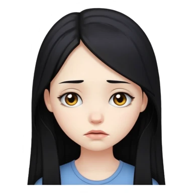 Pale girl with long black hair sad sticker