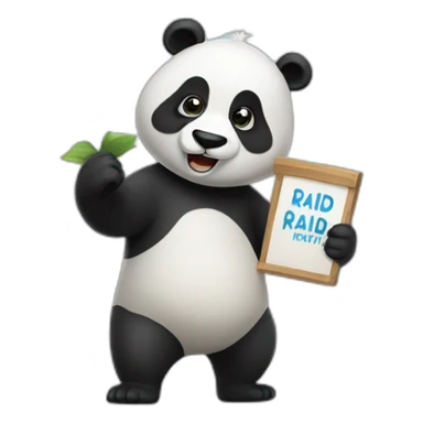 Panda holding a sign that says raid sticker