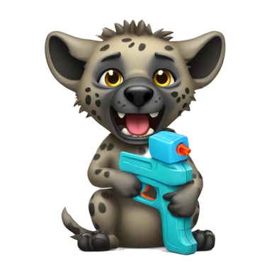 Hyena with a water gun sticker