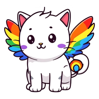 flying cat pooping rainbows sticker