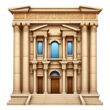 Cinematic Realistic Library of Celsus Landmark Emoji, depicted with an ornate ancient facade rendered with lifelike textures and warm, historical lighting. sticker