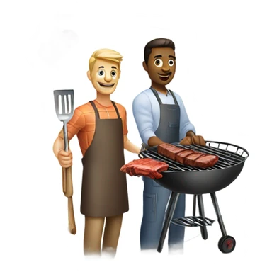 two men make barbecue  sticker