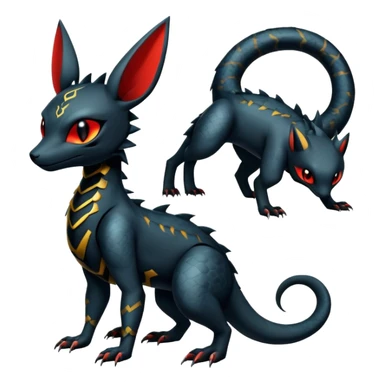 Modern Futuristic Scaly Cyber-Salandit-Umbreon-Litten-Hybrid (Full body) sticker
