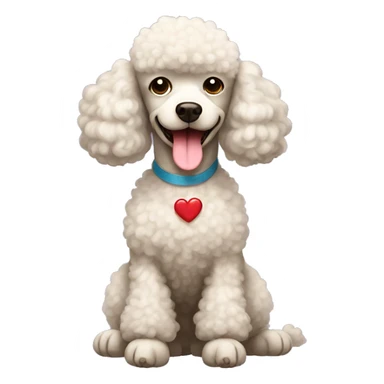 Poodle dog with a little heart sticker