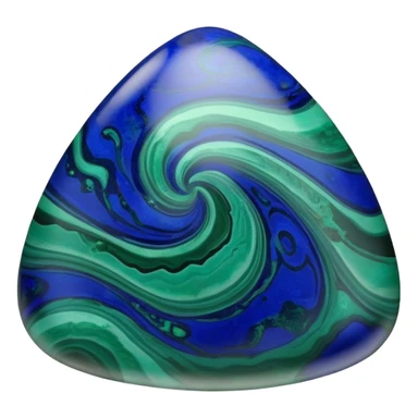 Azurite malachite cabochon gem with swirling blue and green patterns, smooth polished dome surface sticker