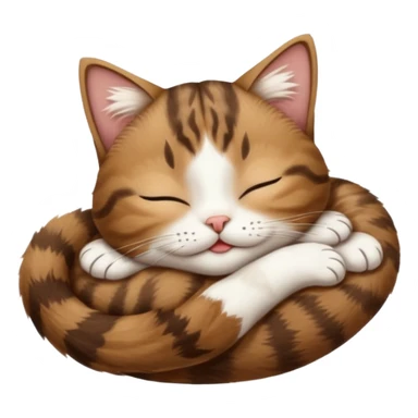 dark brown tabby and white cat upside down with eyes closed sticker